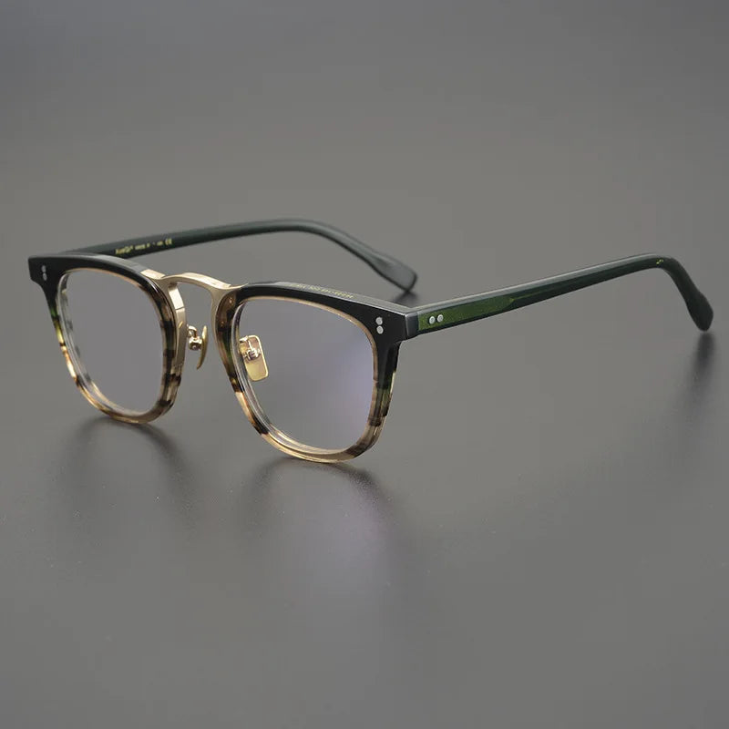 Hewei Unisex Full Rim Square Round Acetate  Eyeglasses 9803 Full Rim Hewei green  