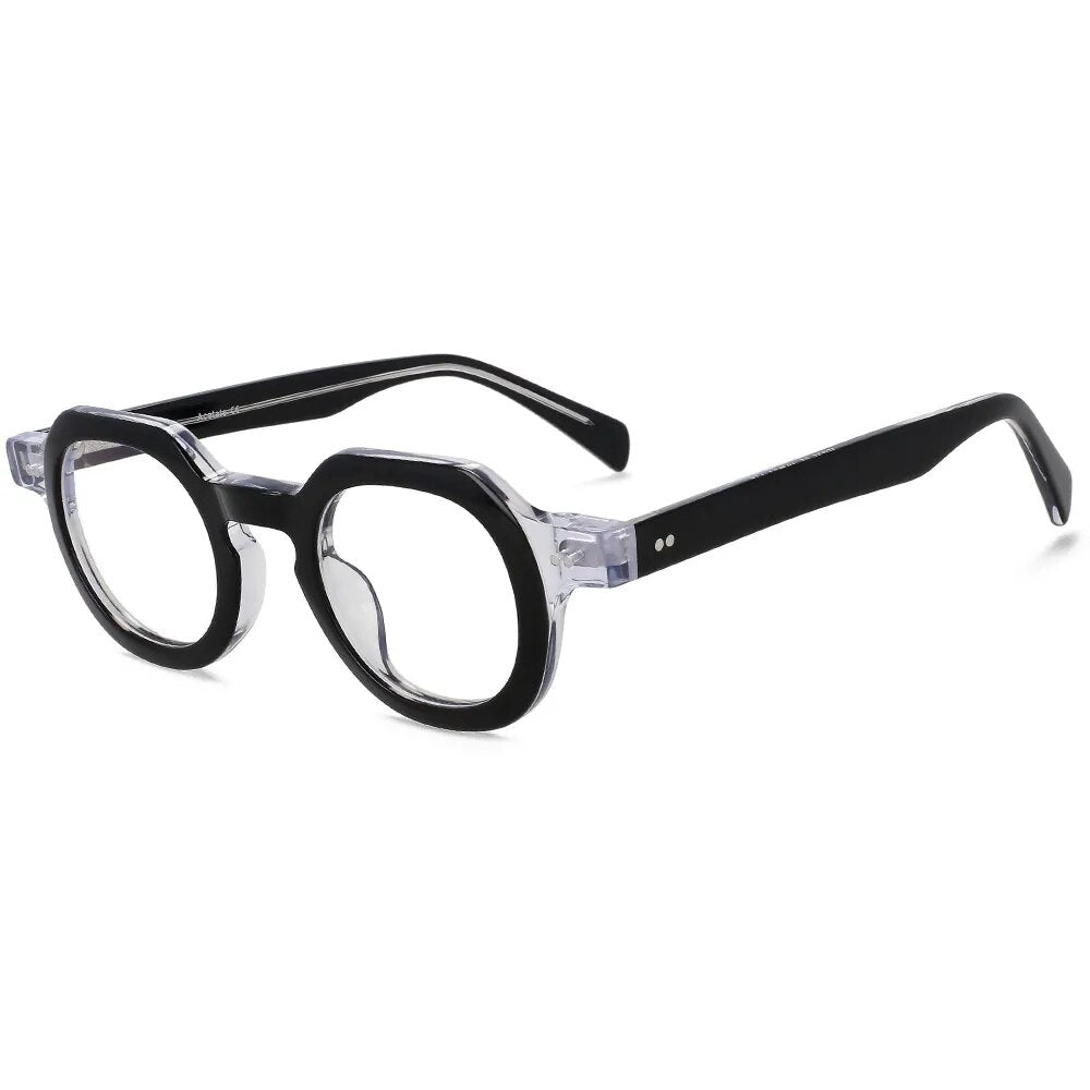 CCSpace Unisex Full Rim Flat Top Round Acetate Hyperopic Reading Glasses R49875 Reading Glasses CCspace KBT98036-04 0 