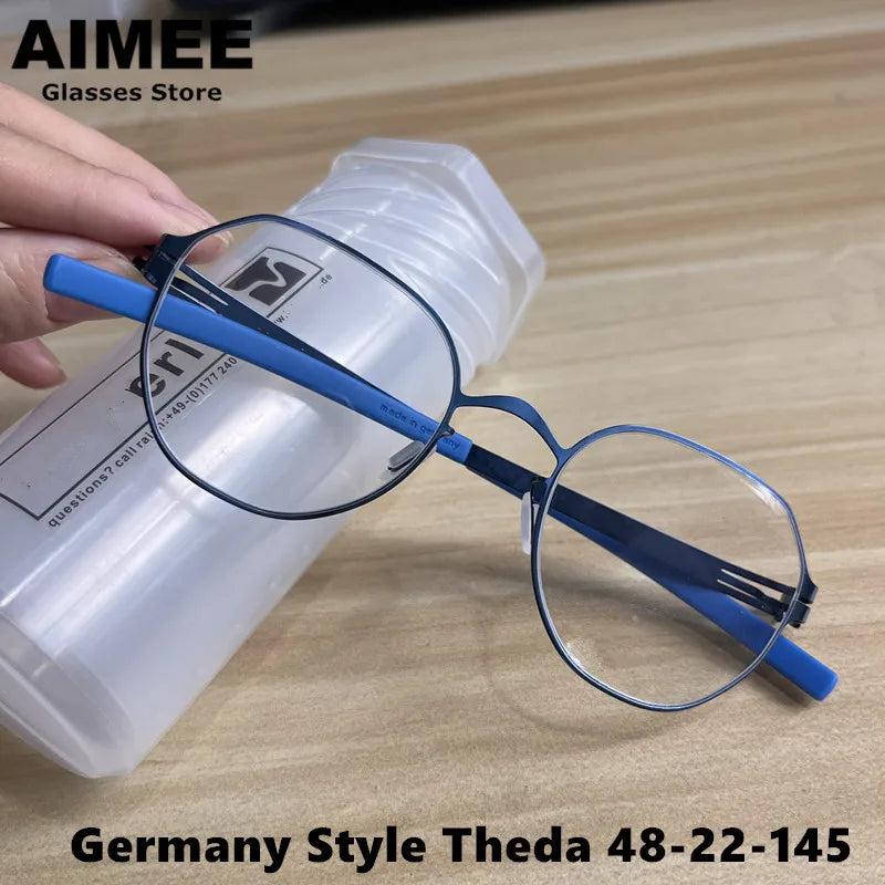 Aimee Women's Full Rim Flat Top Oval Screwless Steel Eyeglasses 44128