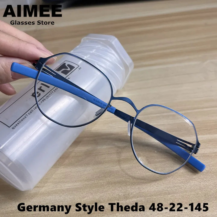 Aimee Women's Full Rim Flat Top Oval Screwless Steel Eyeglasses 44128