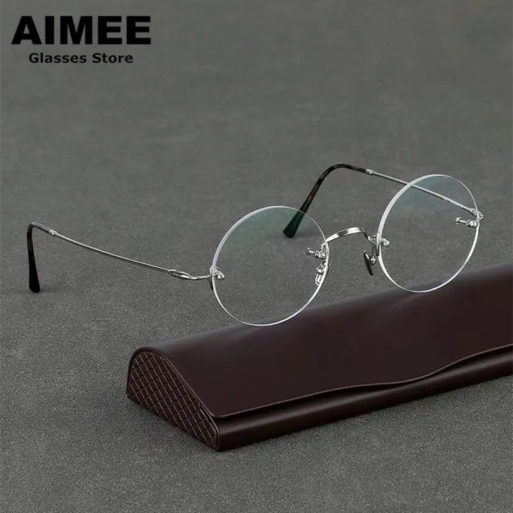 Aimee Unisex Rimless Round Titanium Eyeglasses 13321 Rimless Aimee   