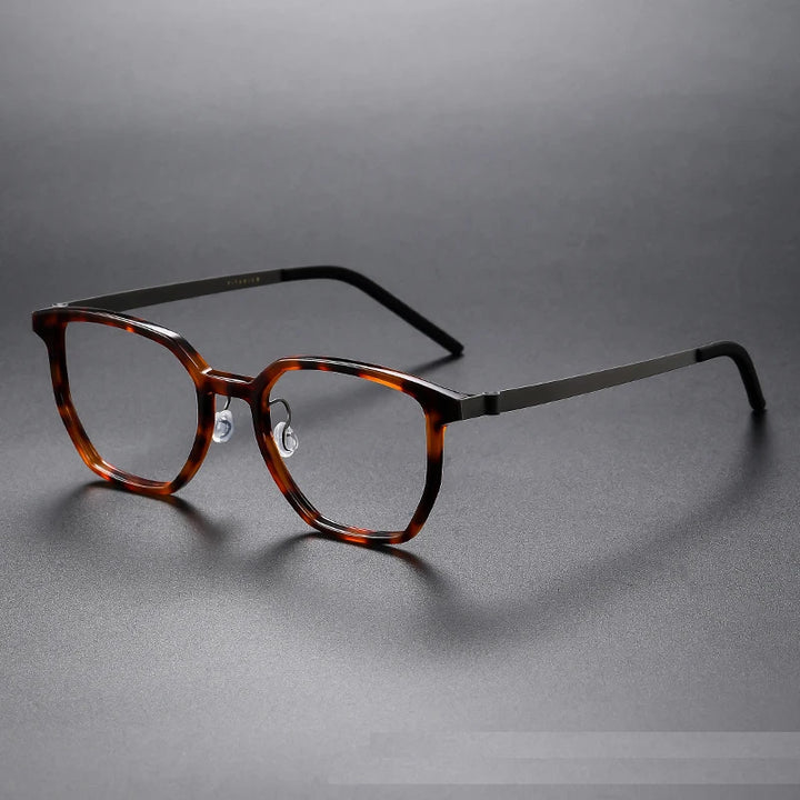 Black Mask Unisex Full Rim Square Titanium Eyeglasses D1055 Full Rim Black Mask Tortoise  