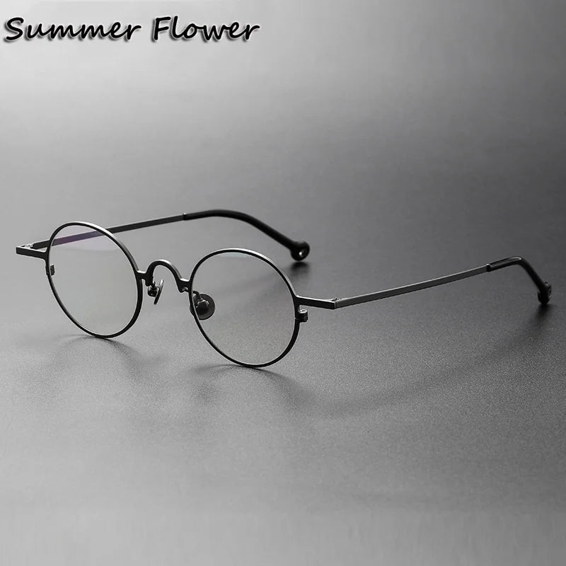 Summer Flower Unisex Full Rim Round Titanium-Alloy Eyeglasses 369080