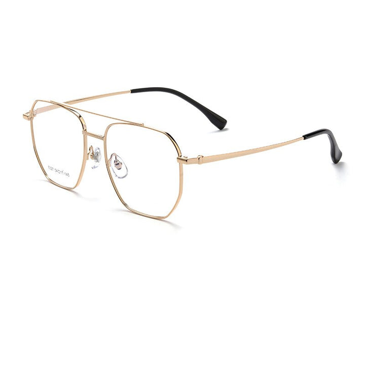 KatKani Unisex Full Rim Square Double Bridge Alloy Eyeglasses 5327T Full Rim KatKani Eyeglasses Gold  