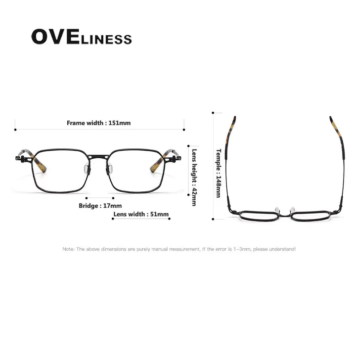 Oveliness Unisex Full Rim Big Square Titanium Eyeglasses 55892 Full Rim Oveliness