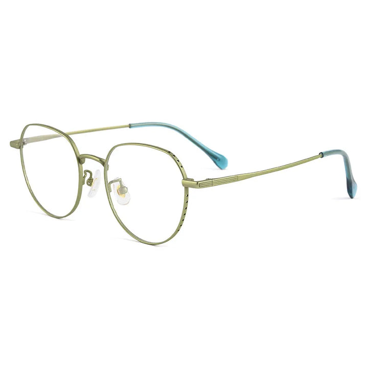 Handoer Women's Full Rim Flat Top Round Titanium Eyeglasses 5056 Full Rim Handoer   