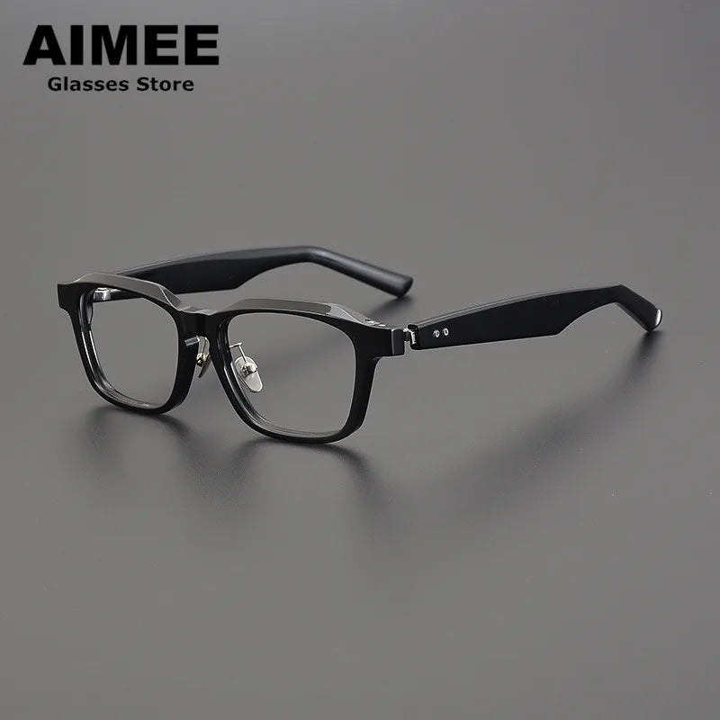 Aimee Unisex Full Rim Square Acetate Spring Hinge Eyeglasses 9003 Full Rim Aimee   