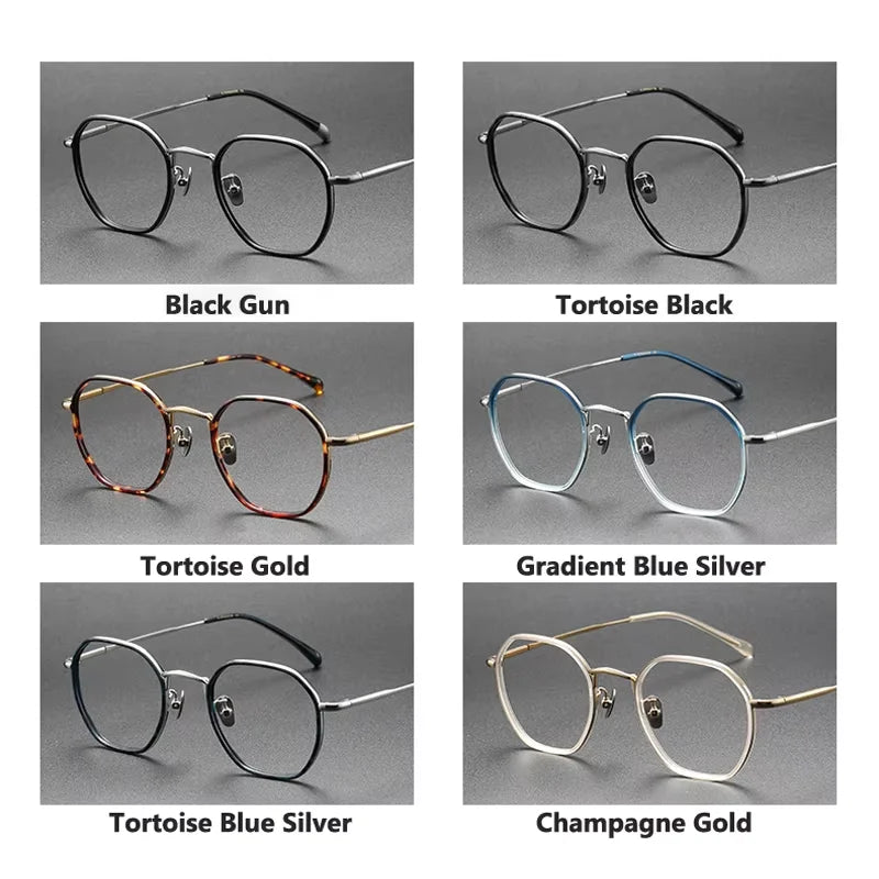 Oveliness Unisex Full Rim Polygon Acetate Titanium Eyeglasses 8502 Full Rim Oveliness   