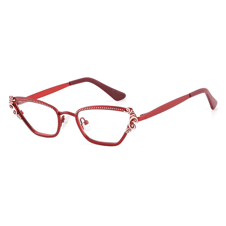 Laoyehui Women's Full Rim Square Cat Eye Alloy Reading Glasses 8777 Reading Glasses Laoyehui C3 -100 