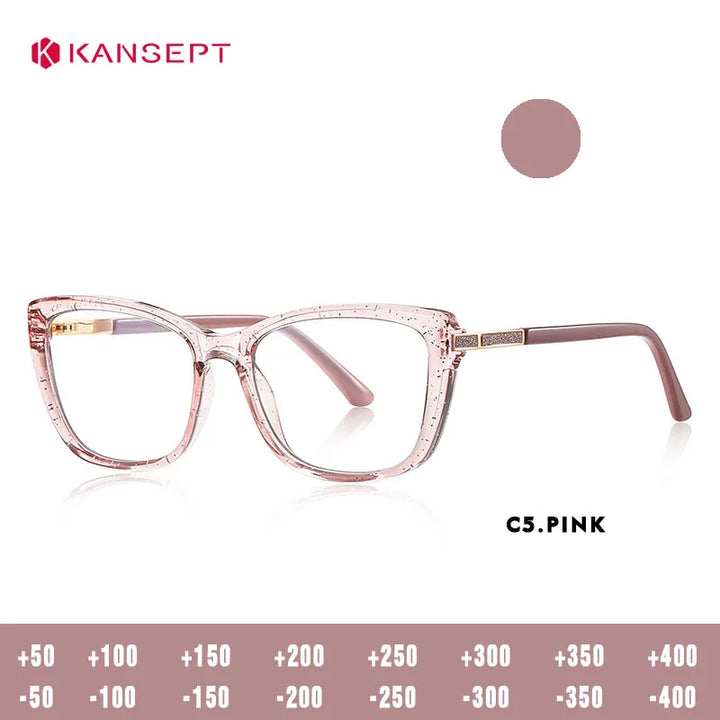 Kansept Women's Full Rim Square Tr 90 Titanium Reading Glasses 22469