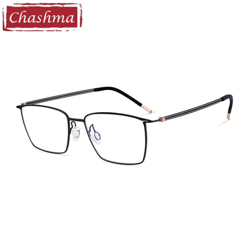 Chashma Ottica Men's Full Rim Square Titanium Screwless Eyeglasses 7243 Full Rim Chashma Ottica Black  