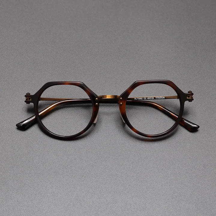 Bobbie Unisex Full Rim Flat Top Round Titanium Acetate Eyeglasses 675882