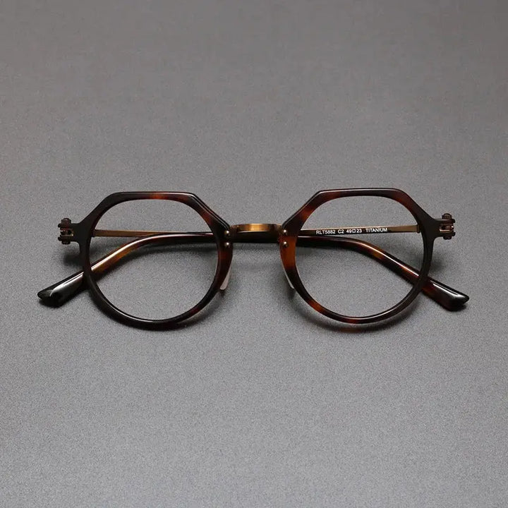 Bobbie Unisex Full Rim Polygon Acetate Eyeglasses 588200 FuzWeb
