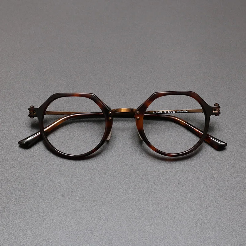 Bobbie Unisex Full Rim Flat Top Oval Titanium Acetate Eyeglasses 895882