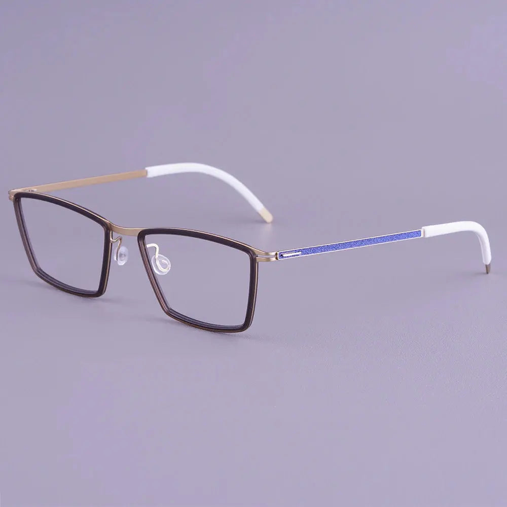 Bobbie 460391 Unisex Acetate Screwless Full Rim Square Titanium Frames FuzWeb