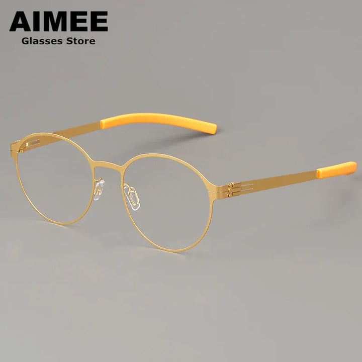 Aimee Women's Full Rim Oval Round Screwless Steel Eyeglasses 1178 Full Rim Aimee Golden  