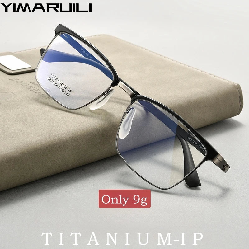 Yimaruili Men's Full Rim Square Titanium Alloy Eyeglasses Y8801 Full Rim Yimaruili Eyeglasses   