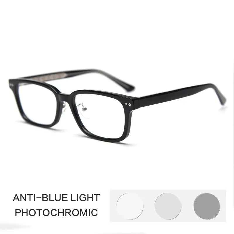 Gatenac Unisex Full Rim Square Tr 90 Titanium Photochromic Reading Glasses G83077.