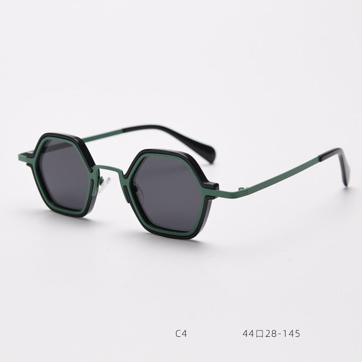 CCSpace Unisex Full Rim Polygonal Tr 90 Titanium Polarized Sunglasses 55689 Sunglasses CCspace Sunglasses A-GreenBlack 55689 