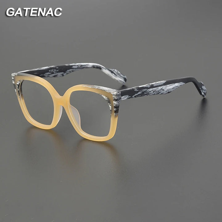 Gatenac Unisex Full Rim Square Acetate Eyeglasses Gxyj1212 Full Rim Gatenac   