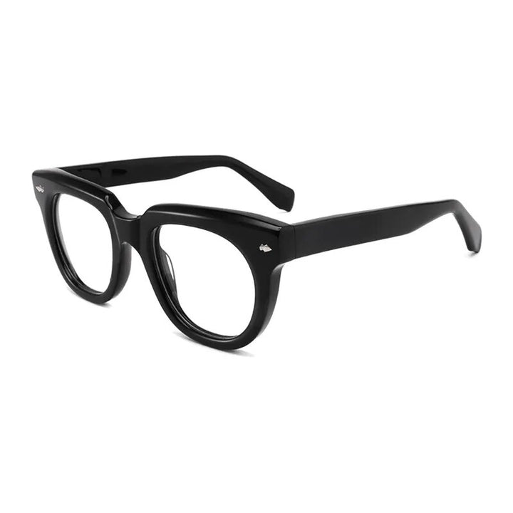 Gatenac Unisex Full Rim Square Acetate Eyeglasses Gxyj1134 Full Rim Gatenac Black  