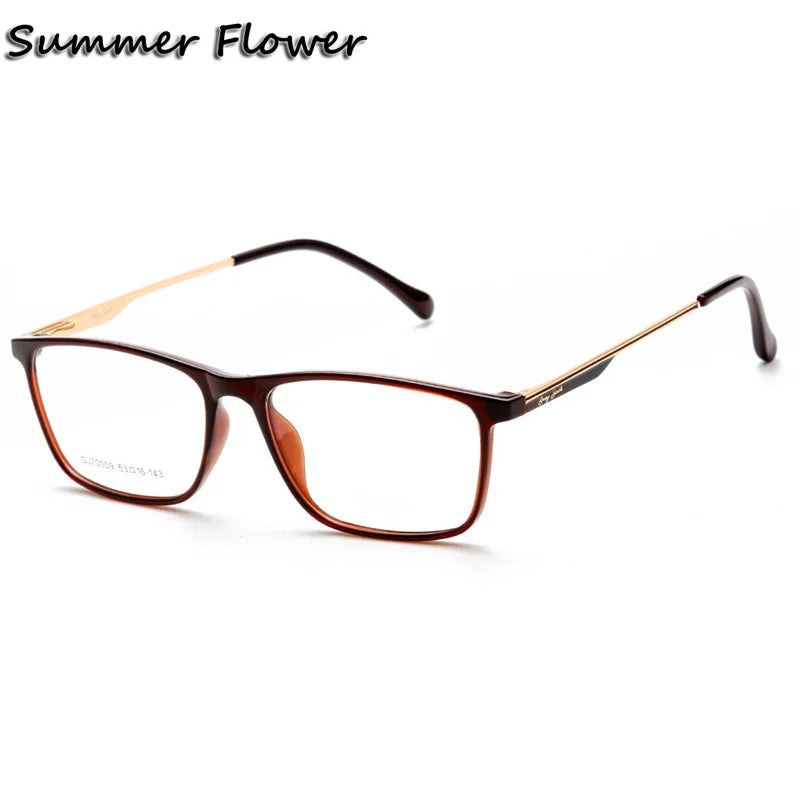 Summer Flower Women's Full Rim Square Tr 90 Titanium Eyeglasses 700094
