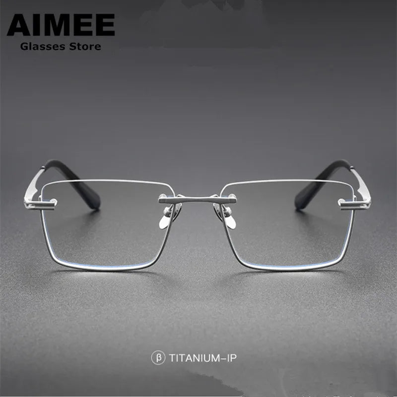 Aimee Unisex Semi Rim Square Titanium Eyeglasses 4416 Semi Rim Aimee   