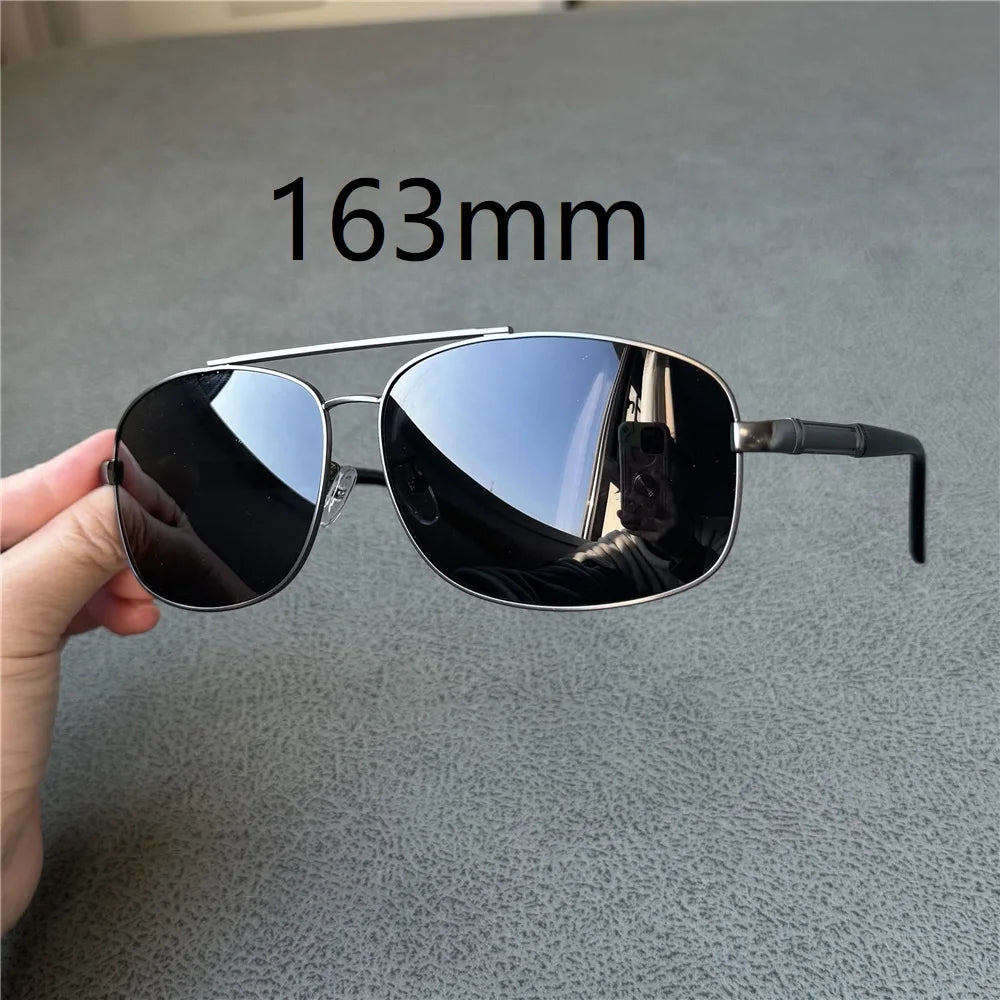 Cubojue Men's Full Rim Big Oval Double Bridge Alloy Sunglasses 19163