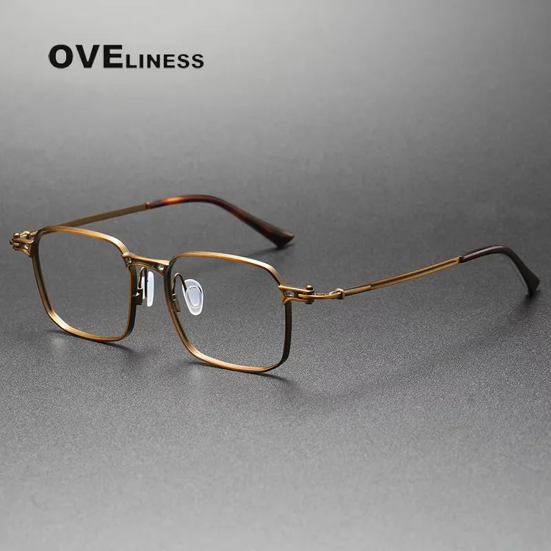 Oveliness Unisex Full Rim Big Square Titanium Eyeglasses 55892 Full Rim Oveliness bronze