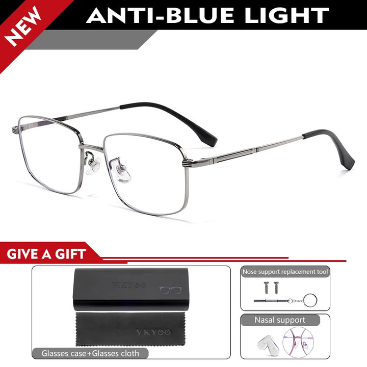 Vicky Men's Full Rim Square Alloy Reading Glasses 30825 Reading Glasses Vicky +150 30825Y-gray