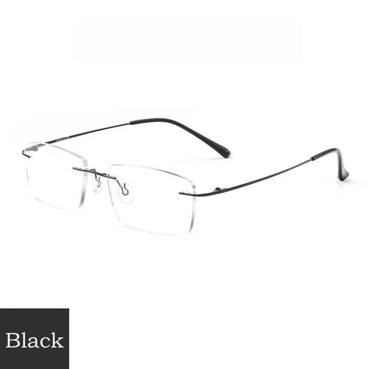 Yimaruili Unisex Rimless Square Alloy Reading Glasses 8171 Reading Glasses Yimaruili Eyeglasses Black +250