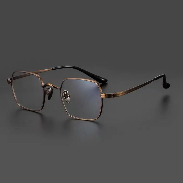 Muzz Men's Full Rim Square Titanium Eyeglasses M6801 Full Rim Muzz Brown