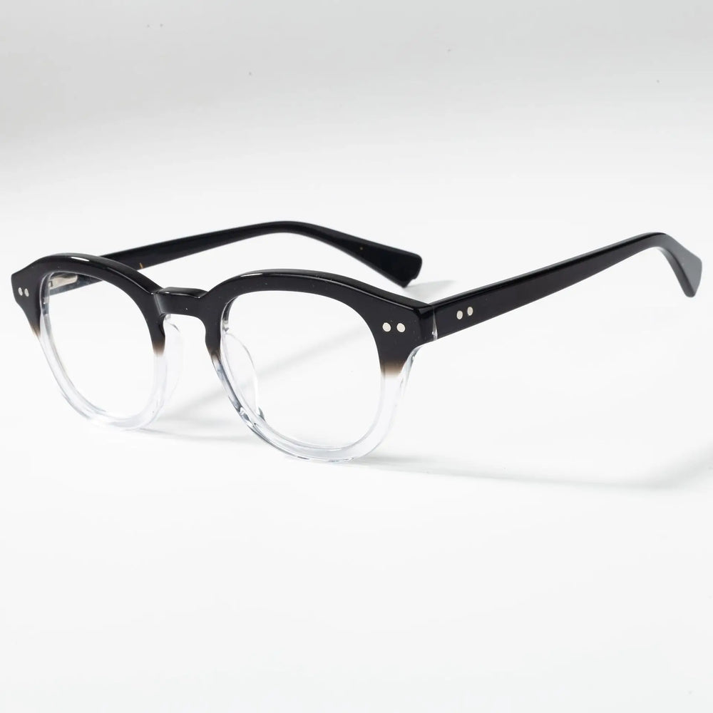 Cubojue Unisex Full Rim Round Acetate Reading Glasses Hl56017 Reading Glasses Cubojue black clear 0 