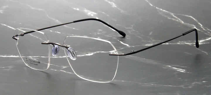 Esnbie Women's Rimless Small Polygon Square Titanium Eyeglasses 243210