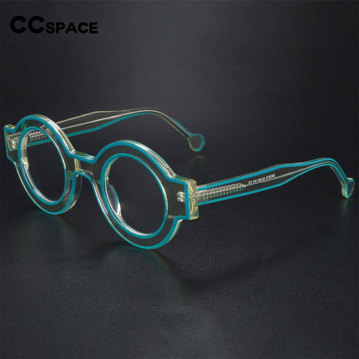 CCspace Women's Full Rim Round Acetate Eyeglasses 56499 Full Rim CCspace   