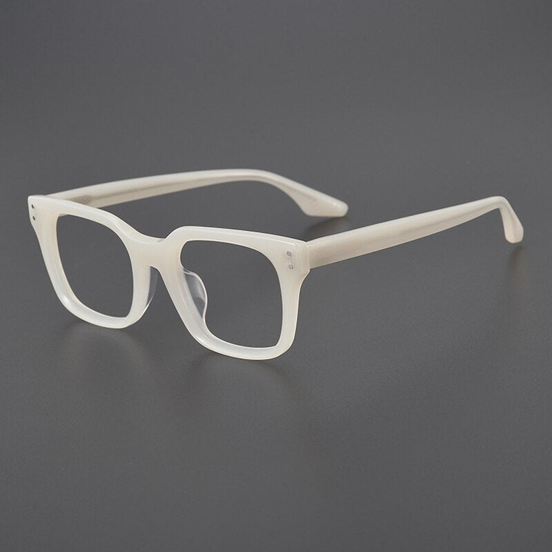 Gatenac Unisex Full Rim Square Acetate Eyeglasses Gxyj1104 Full Rim Gatenac White  