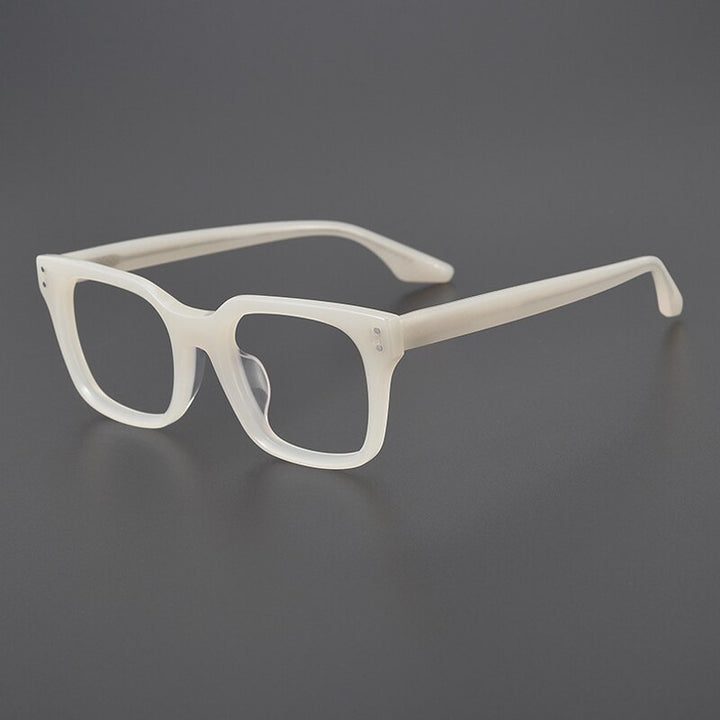 Gatenac Unisex Full Rim Square Acetate Eyeglasses Gxyj1104 Full Rim Gatenac White  