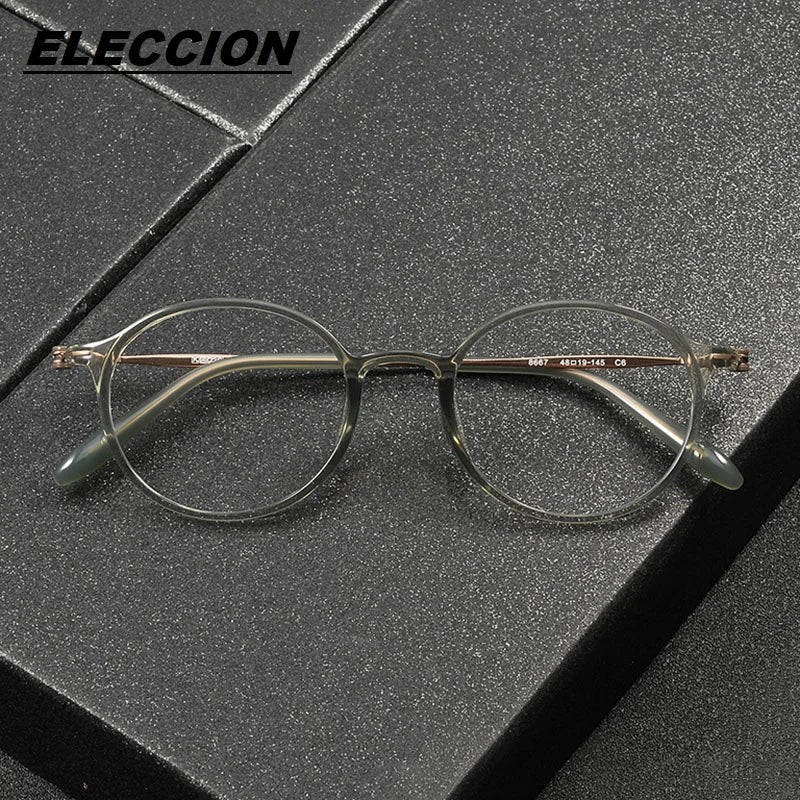 Eleccion Women's Full Rim Round Ultem Titanium Eyeglasses 8667