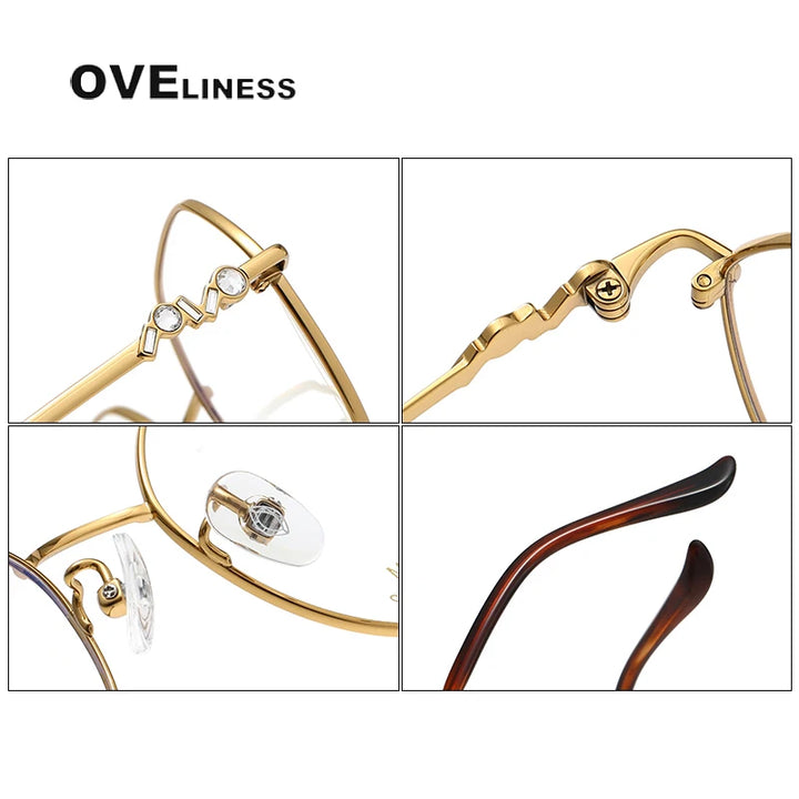 Oveliness Women's Full Rim Flat Top Oval Titanium Eyeglasses 6013 Full Rim Oveliness   