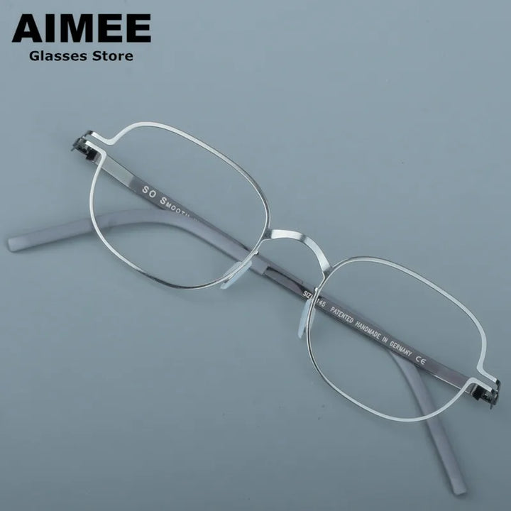 Aimee Women's Full Rim Square Oval Screwless Steel Eyeglasses 13547 Full Rim Aimee Gun-Grey  