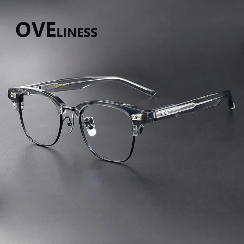 Oveliness Women's Full Rim Square Titanium Acetate Eyeglasses 369197