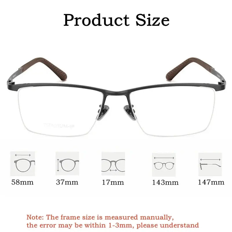 Hdcrafter Men's Semi Rimless Square Titanium Plate Frames 810300 FuzWeb