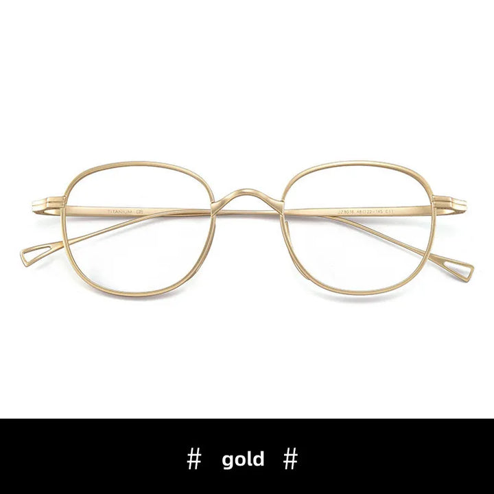 Kocolior Unisex Full Rim Round Titanium Hyperopic Reading Glasses 8016 Reading Glasses Kocolior Gold 0 