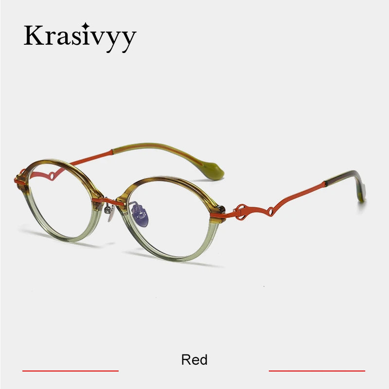 Krasivyy Women's Full Rim Oval Acetate Titanium Eyeglasses 56075