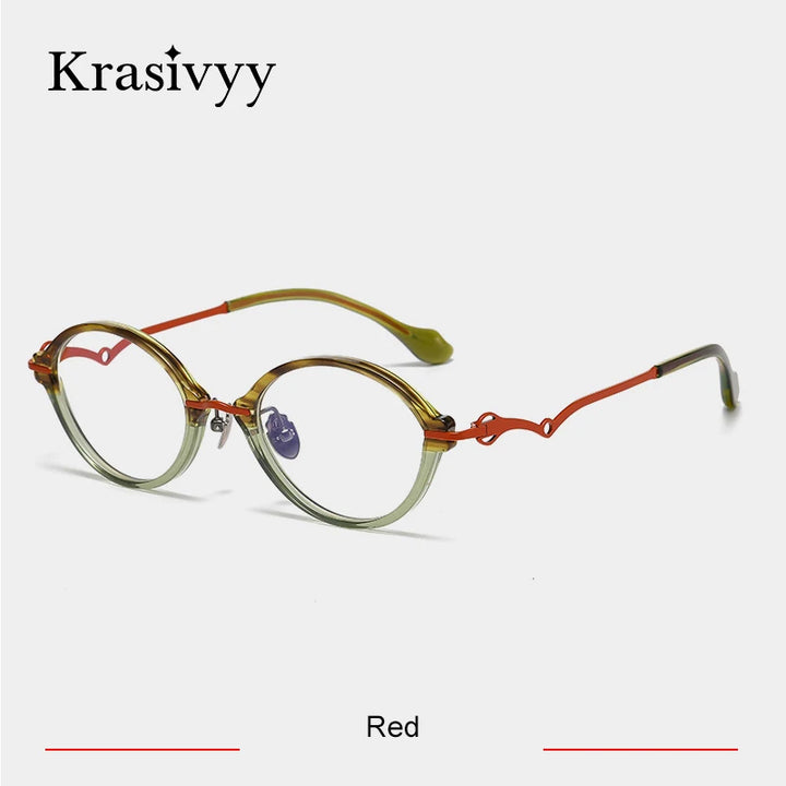 Krasivyy Women's Full Rim Oval Acetate Titanium Eyeglasses 56075
