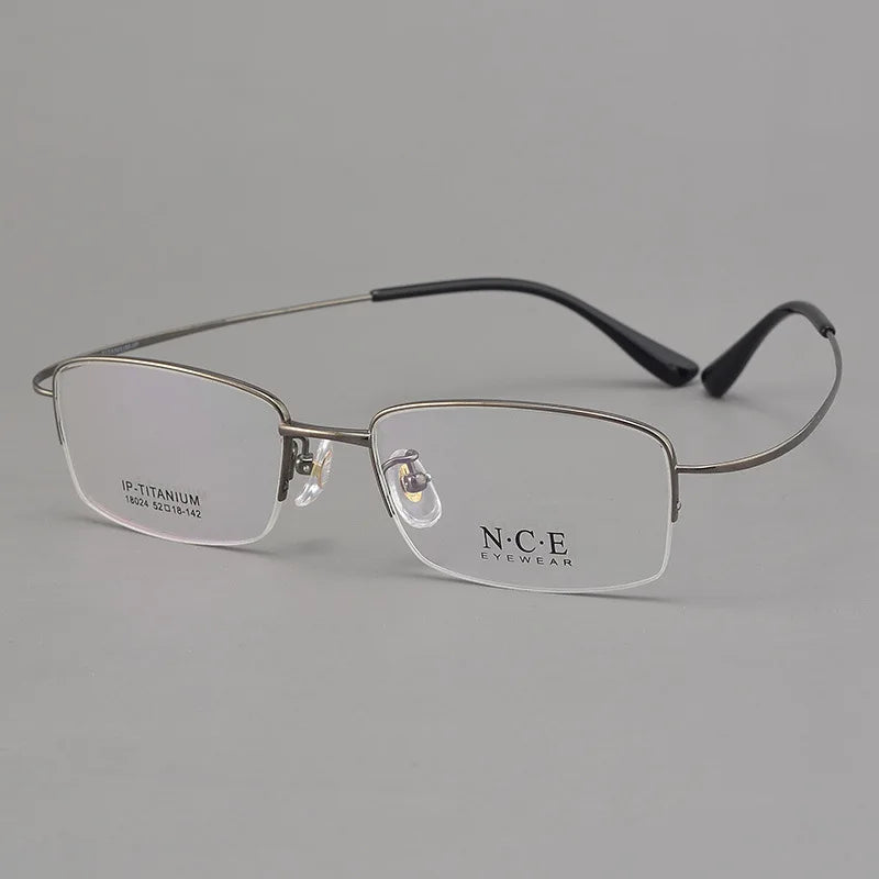 Hdcrafter Men's Semi Rim Square Titanium Eyeglasses 718024