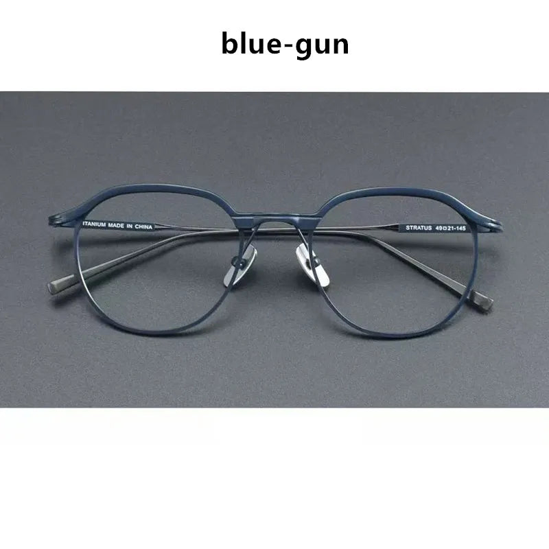 Aimee Unisex Full Rim Round Pure Titanium Eyeglasses STRATUS — view 5 | Aimee at FuzWeb