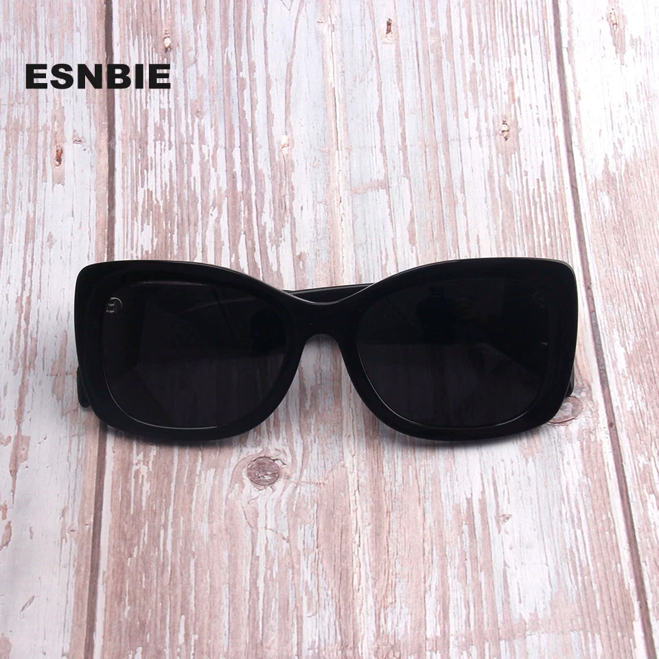 Esnbie Women's Full Rim Butterfly Square Acetate Sunglasses 420856