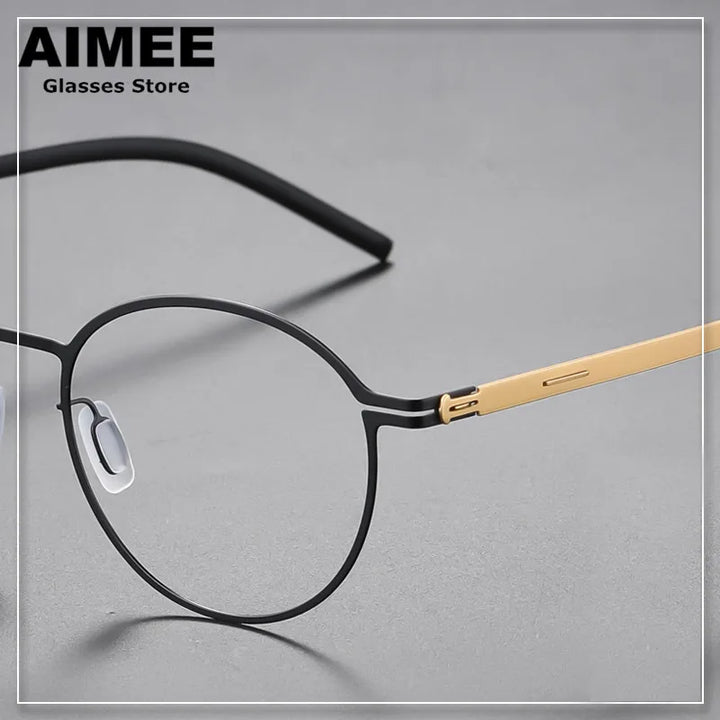 Aimee Unisex Full Rim Round Screwless Stainless Steel Eyeglasses 20015 Full Rim Aimee   