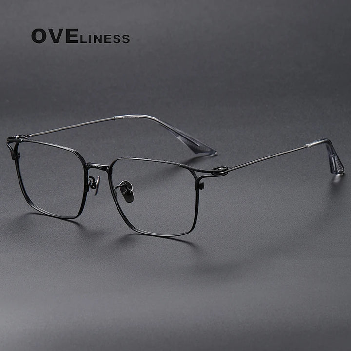 Oveliness Unisex Full Rim Square Titanium Eyeglasses 8001 Full Rim Oveliness black  